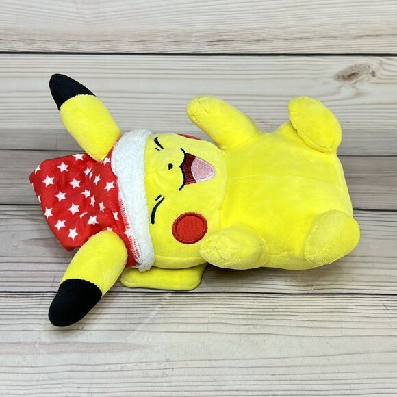 Pikachu Santa Hat 9” Plush Christmas Stars 2021 Pokemon Holiday Edition *READ* - Picture 10 of 13